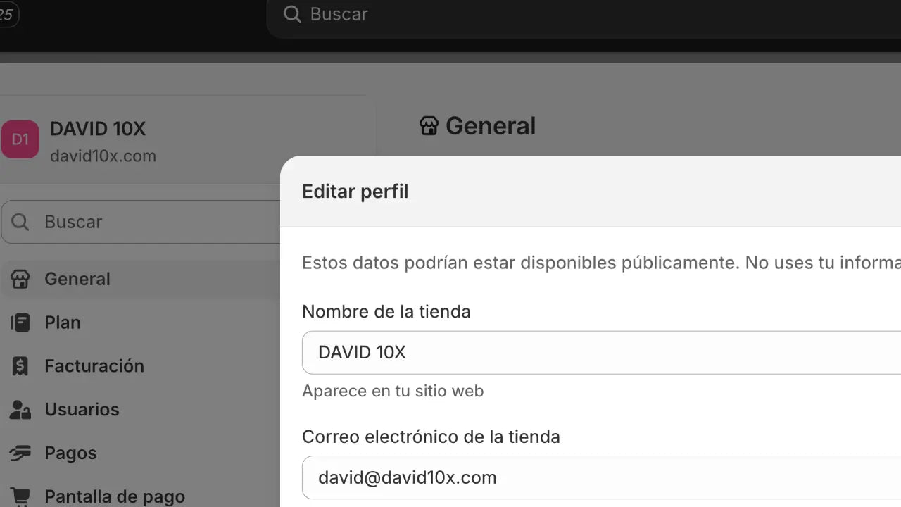 CAMBIAR NOMBRE Tienda Shopify