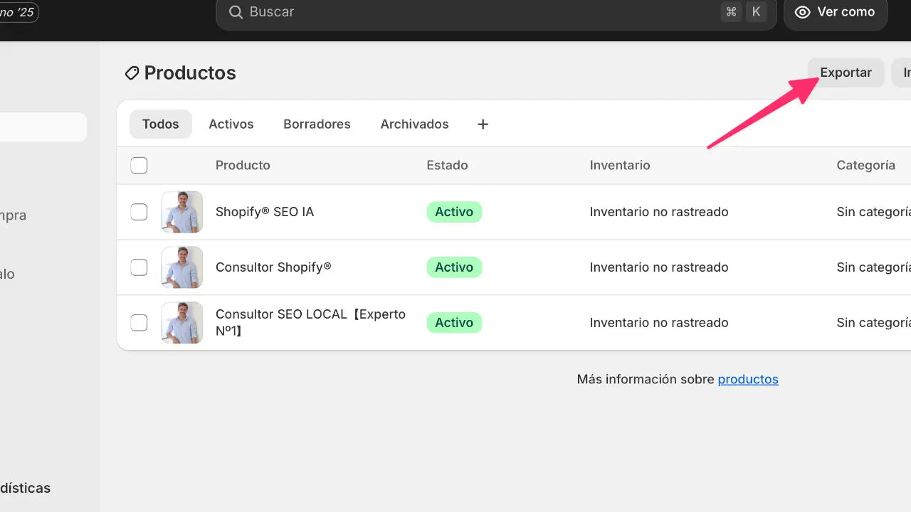 EXPORTAR INVENTARIO Shopify