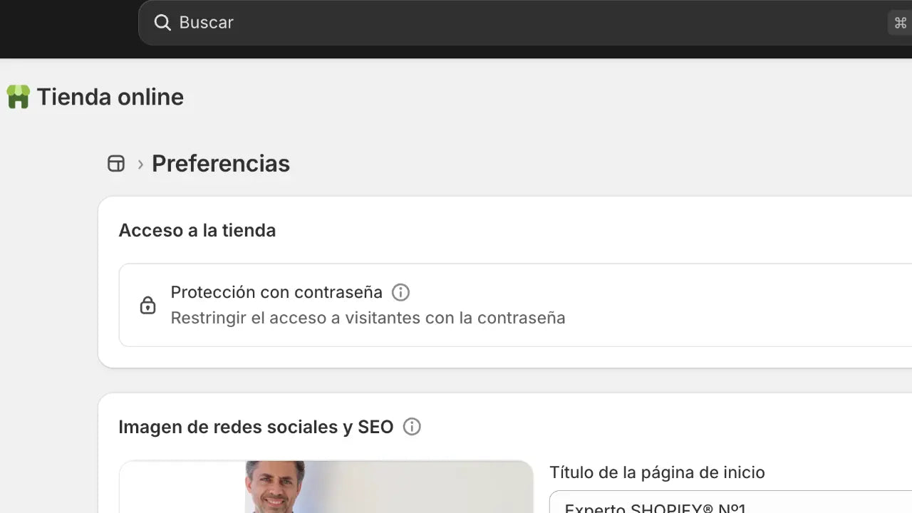 PONER CONTRASEÑA a Tienda Shopify