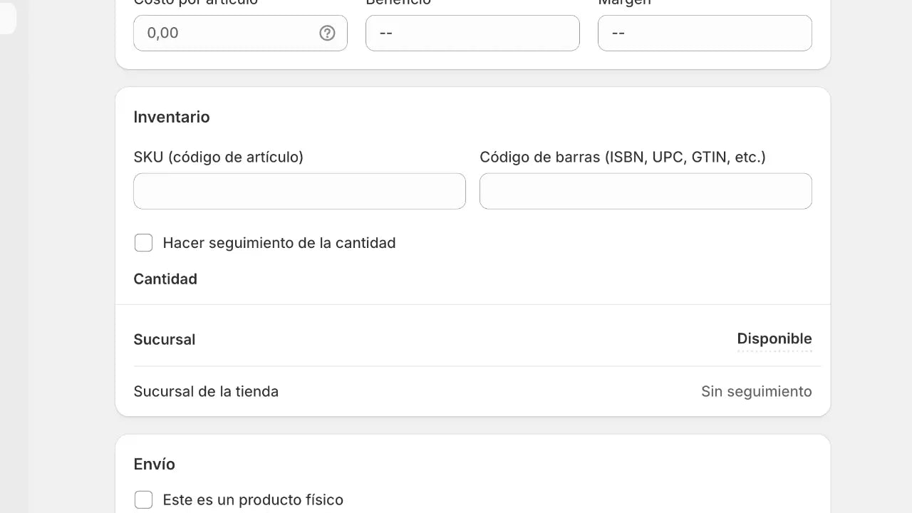 Rastrear CANTIDAD Shopify