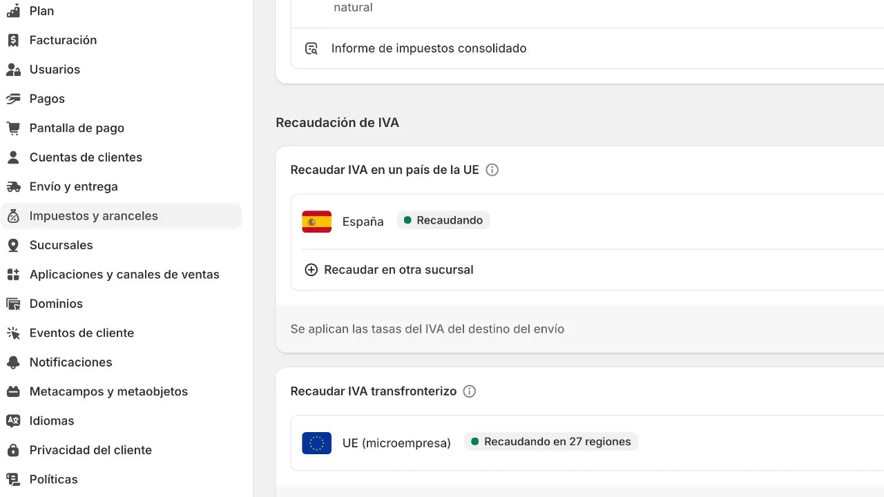 Shopify CONFIGURAR IVA