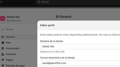 CAMBIAR NOMBRE Tienda Shopify