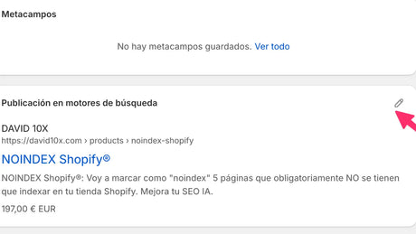 Cambiar URL Producto Shopify