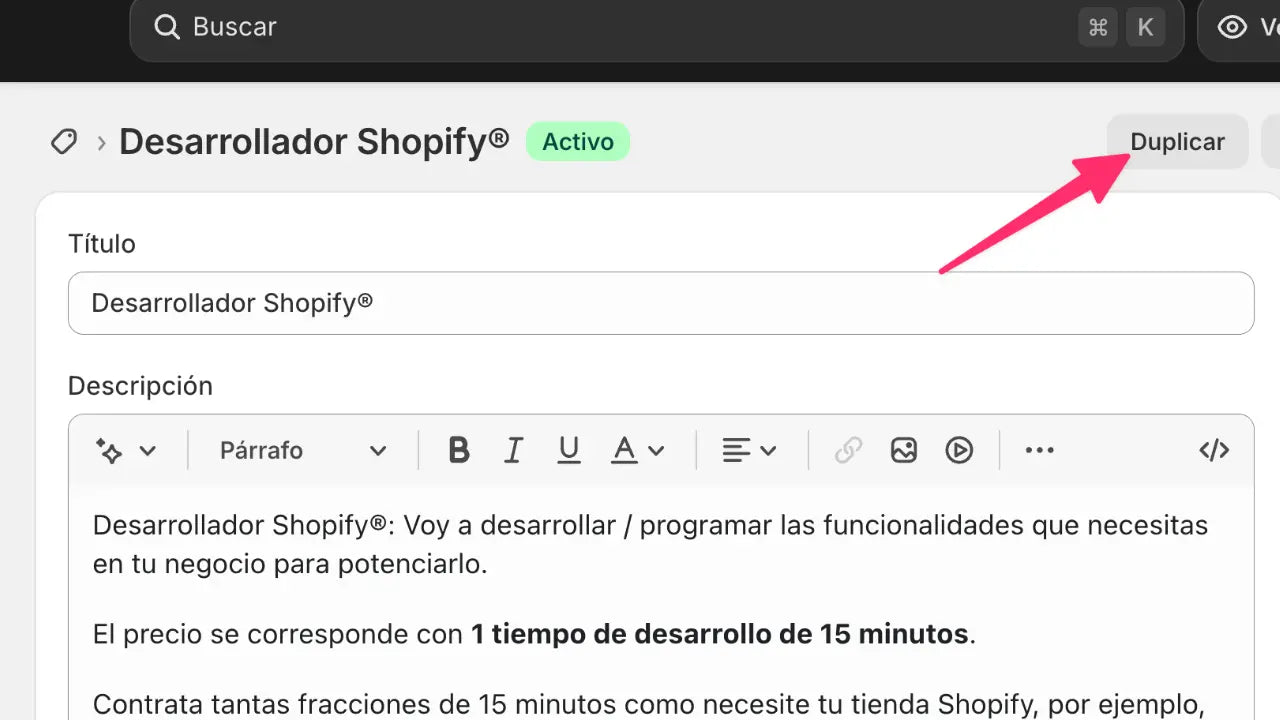 CLONAR PRODUCTOS Shopify