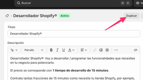 CLONAR PRODUCTOS Shopify