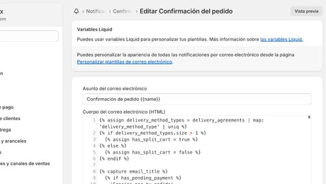 Confirmación de Pedido Shopify
