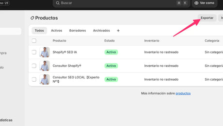 EXPORTAR INVENTARIO Shopify