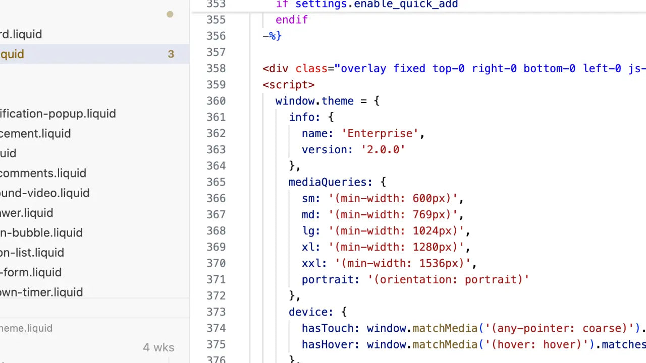 LENGUAJE Programación Shopify