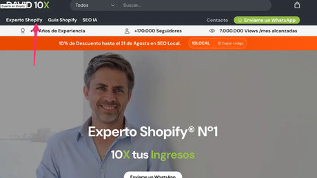 MODIFICAR MENÚ Shopify