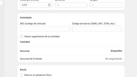 Rastrear CANTIDAD Shopify