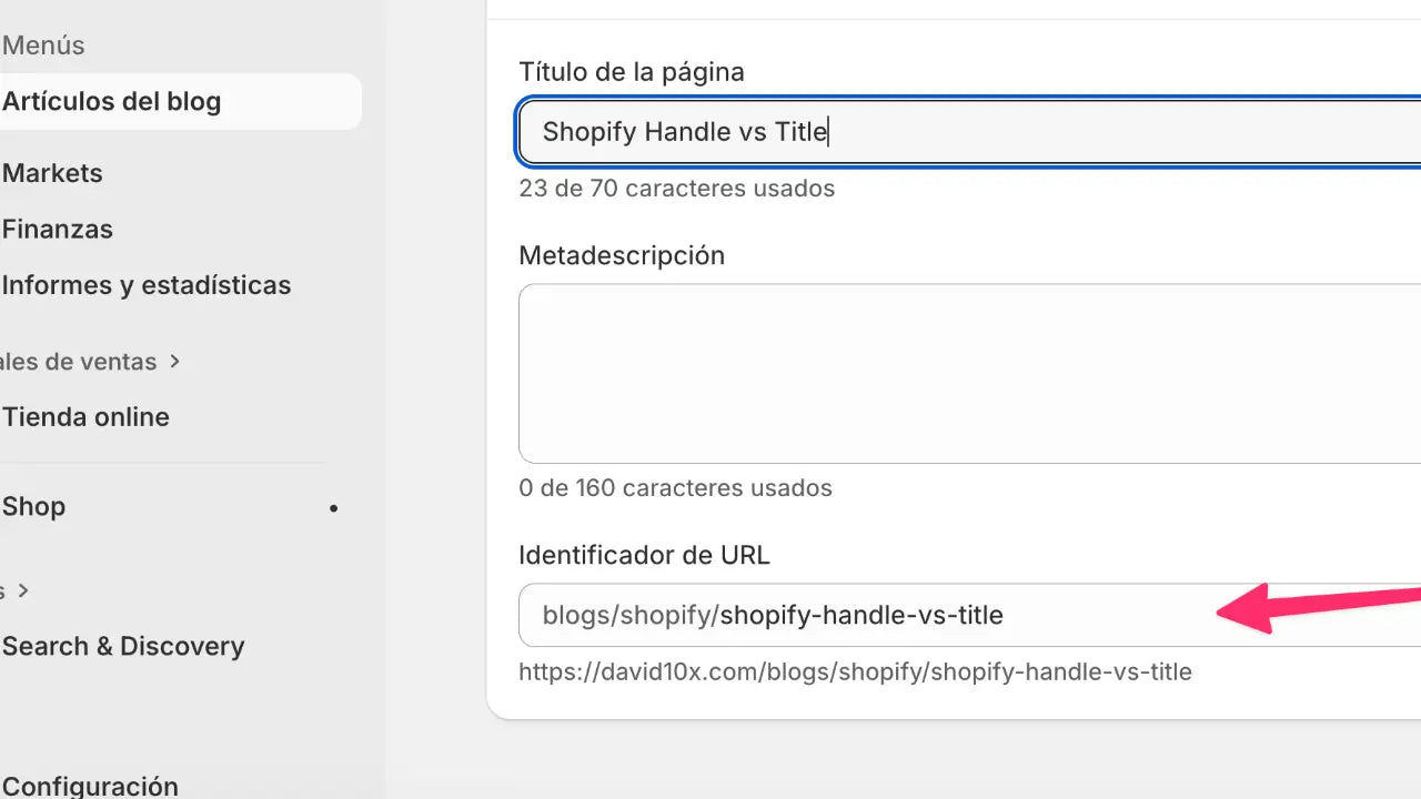 Shopify Handle vs Title