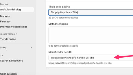 Shopify Handle vs Title