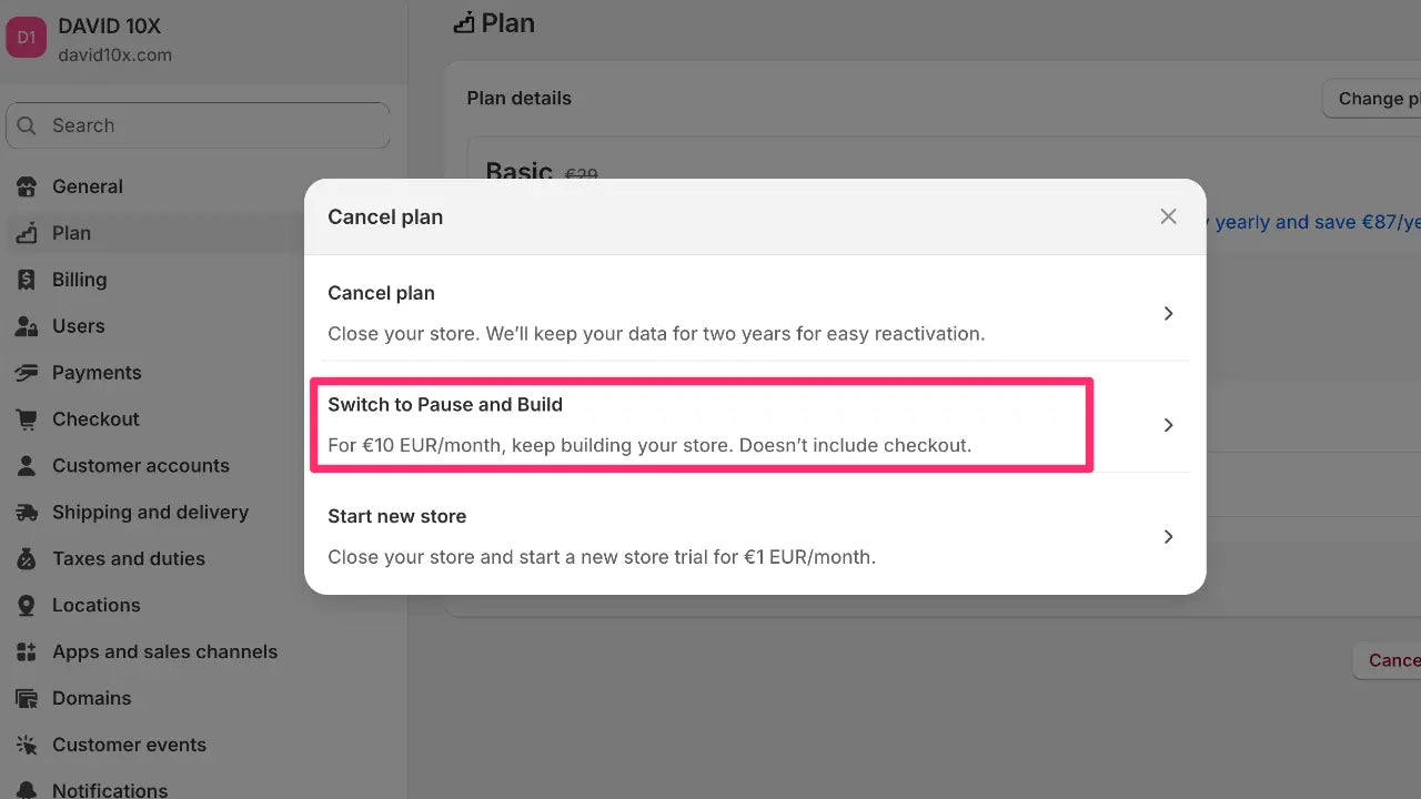 Shopify PAUSAR Tienda