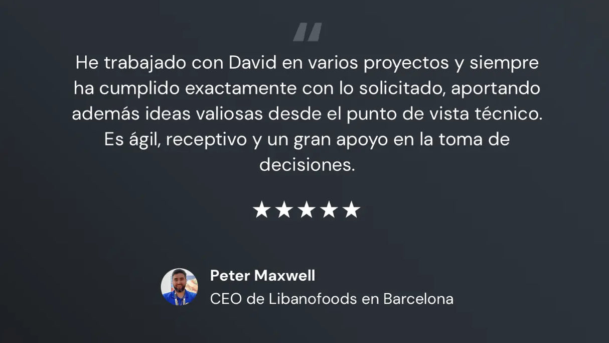 Desarrollador Shopify Testimonio